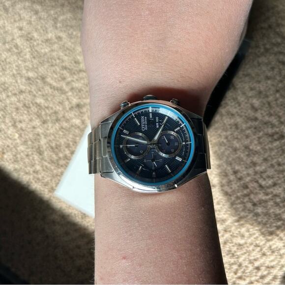 Citizen Eco-Drive Blue Chronograph Watch CA0430-54M - Picture 11 of 12